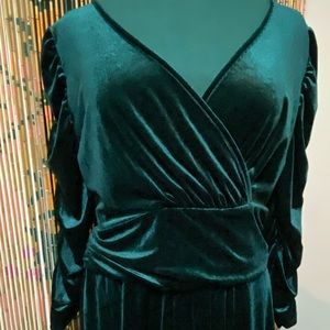 Green stretchy velvet dress